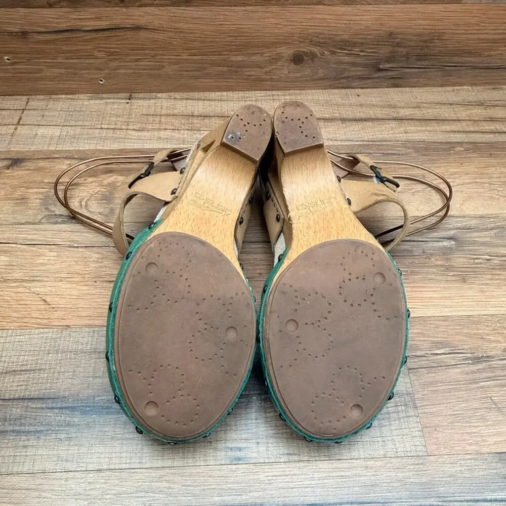 Dansko Thea Lucky Kelly  size 7.5-8 Eu38 Green Leather Combo Clog Shoes